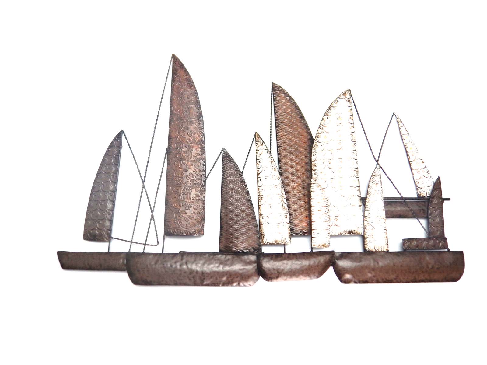 Metal Wall Art Rustic Fleet Of Sailing Boats